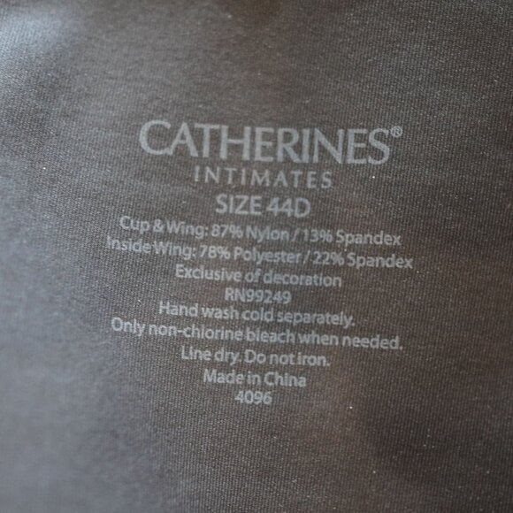 Catherines Intimates Black Bra 44D Wireless Full Coverage - Picture 4 of 5